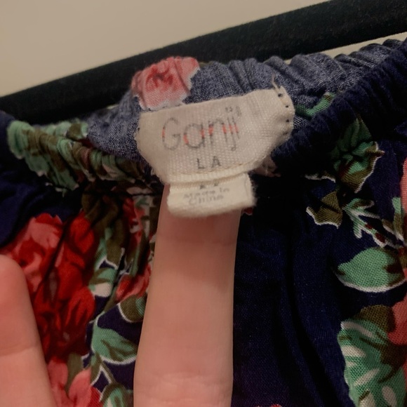 Ganji LA floral ruffled top- multi color: navy blue, red, and green. - Picture 2 of 3